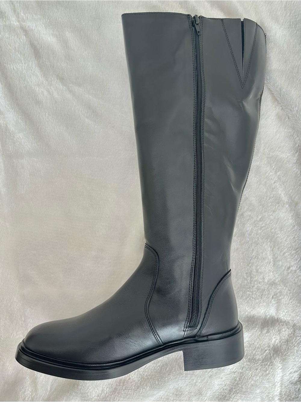Anthropologie Tall Black Genuine Leather Ridding Boots Full Zip EU 39 Wide Calf - Picture 9 of 16